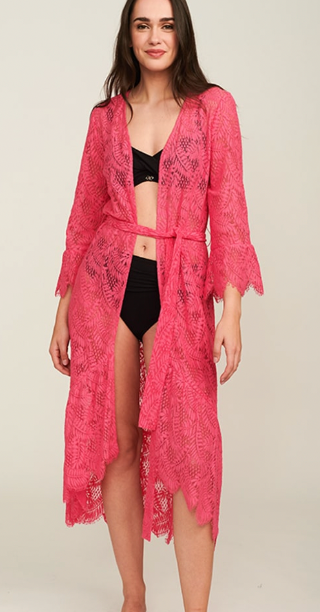 Pink lace 2025 kimono cardigan