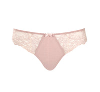 Pink lace underwear on a white background