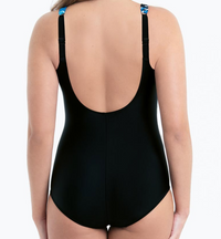 Black swimsuit with thin straps on a white background