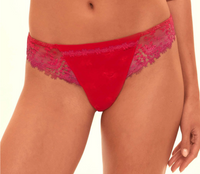 Red lace underwear on a white background