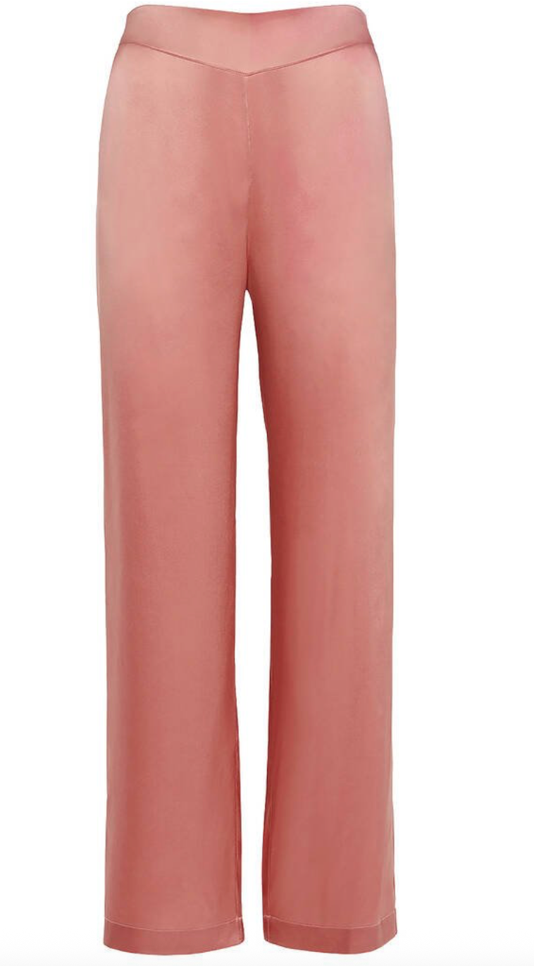 Pink silk  pants on a white background