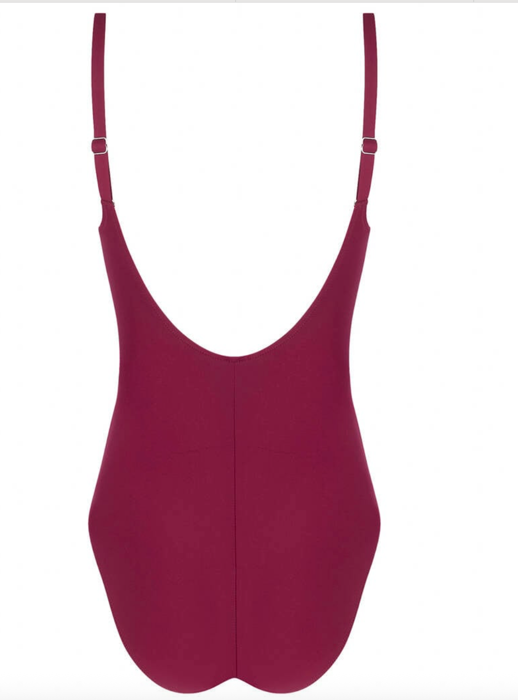 Maroon swimsuit with thin straps on a white background