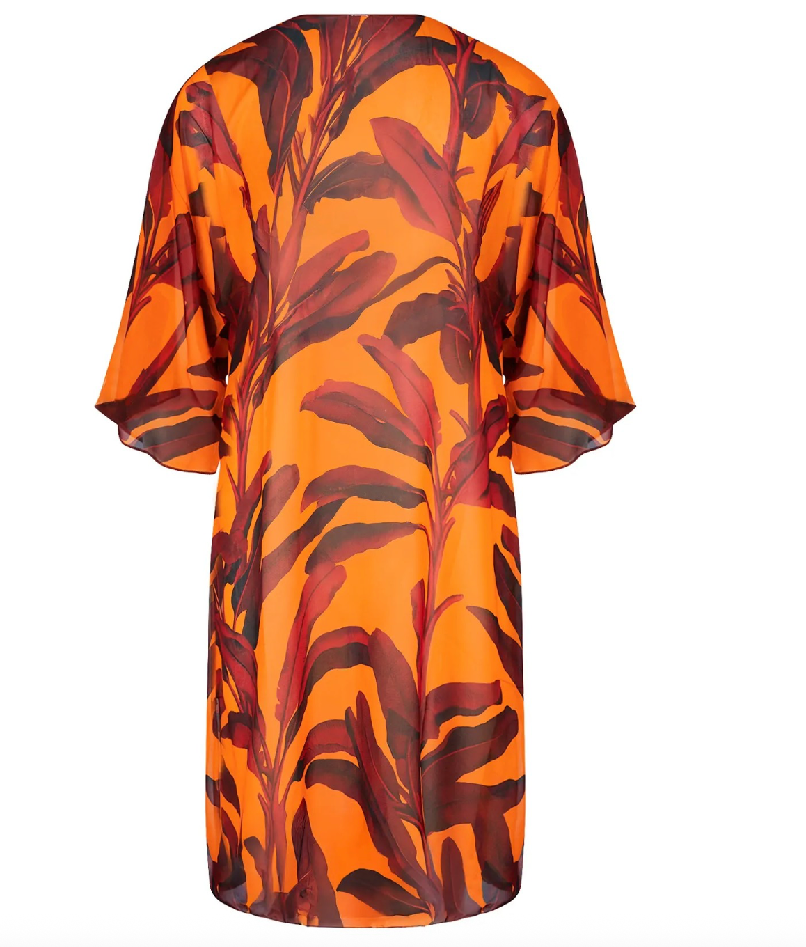 Orange and brown patterned shirt on a white background