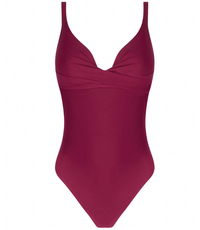 Maroon swimsuit on a white background