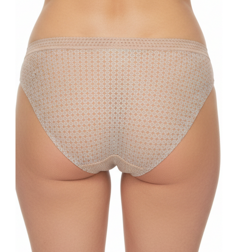 Beige patterned underwear on a white background