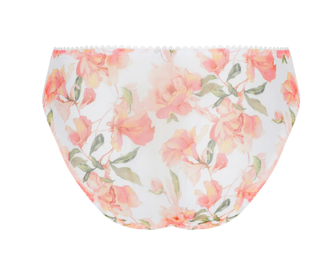 Floral-patterned underwear on a white background