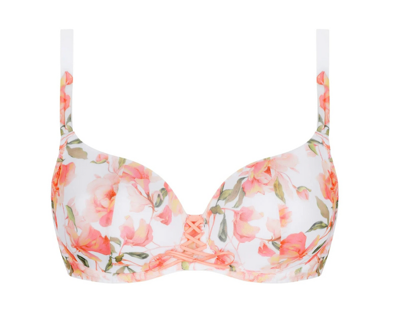 Floral seamless bra on a white background