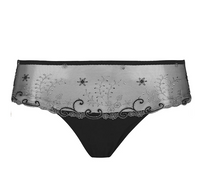 Black lace underwear on a white background