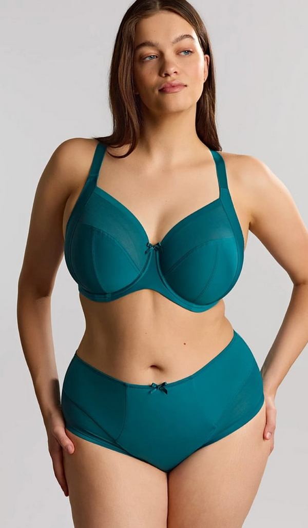 Bliss teal lace bra with underwire and non-padded cups by Sculptresse. 