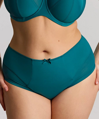 Sculptresse Bliss Deep Brief in teal with a high-rise fit and lace hip detailing