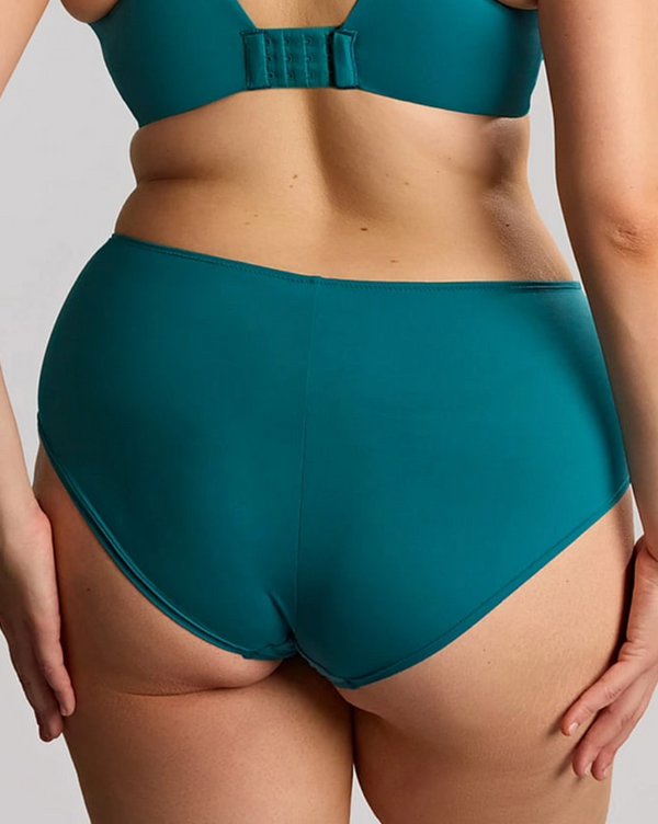 Back view of the Sculptresse Bliss Teal Deep Brief with full rear coverage.