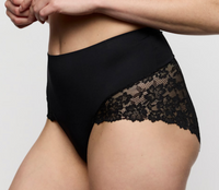 Black lace underwear on a plain background