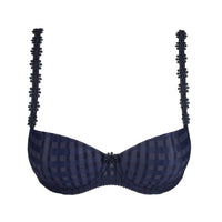  a navy bra with sparkles. 