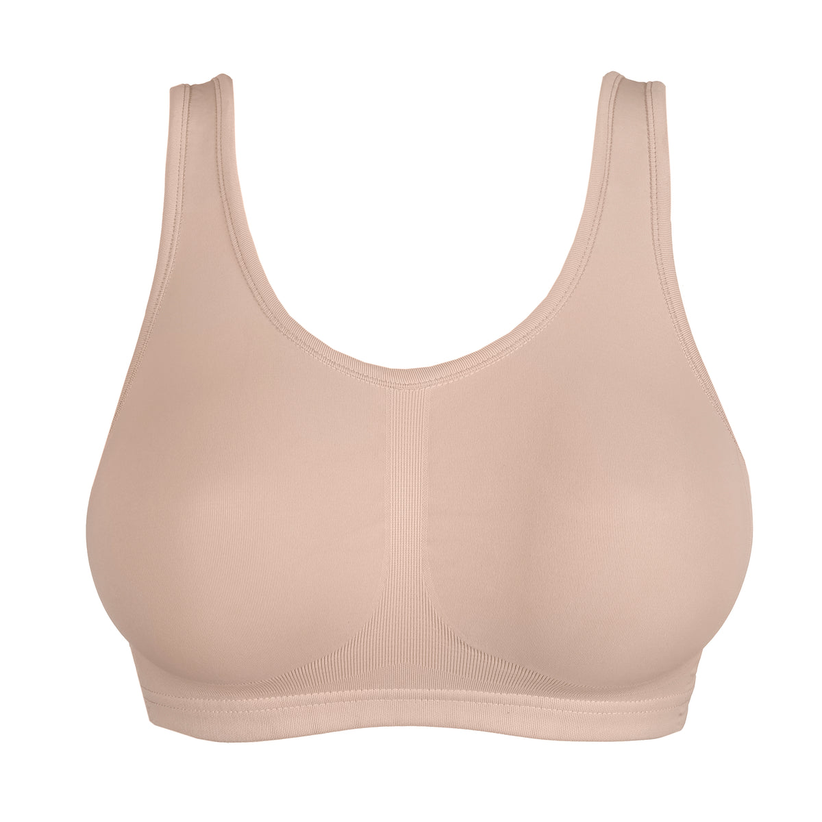 Beige wireless bra on a white background