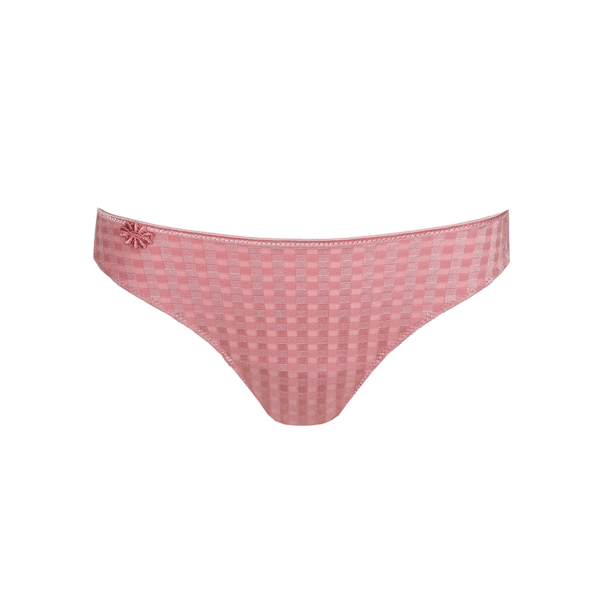 Pink checkered bikini bottom on a white background