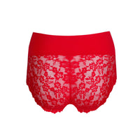 Red lace underwear on a white background