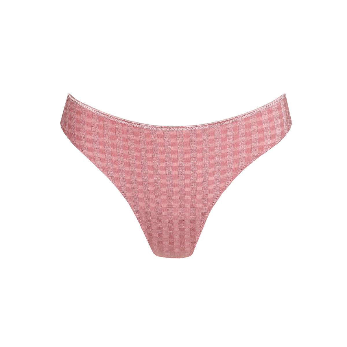 Pink checkered bikini bottom on a white background