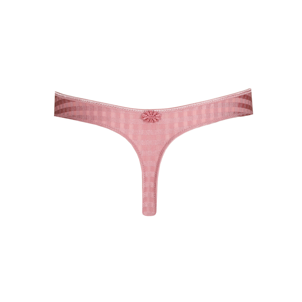 Pink thong with floral design on a white background