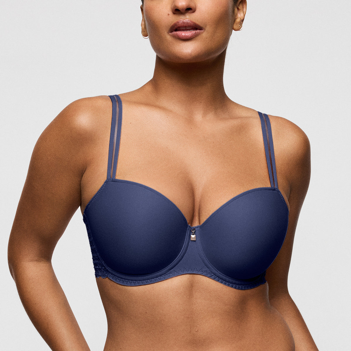 PrimaDonna Twist Side Indigo balcony bra with lace band and feminine detailing at All Figure