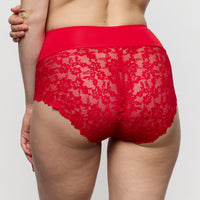 Red lace underwear on a plain background