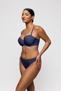 PrimaDonna Twist Side Indigo balcony bra with lace band and feminine detailing at All Figure