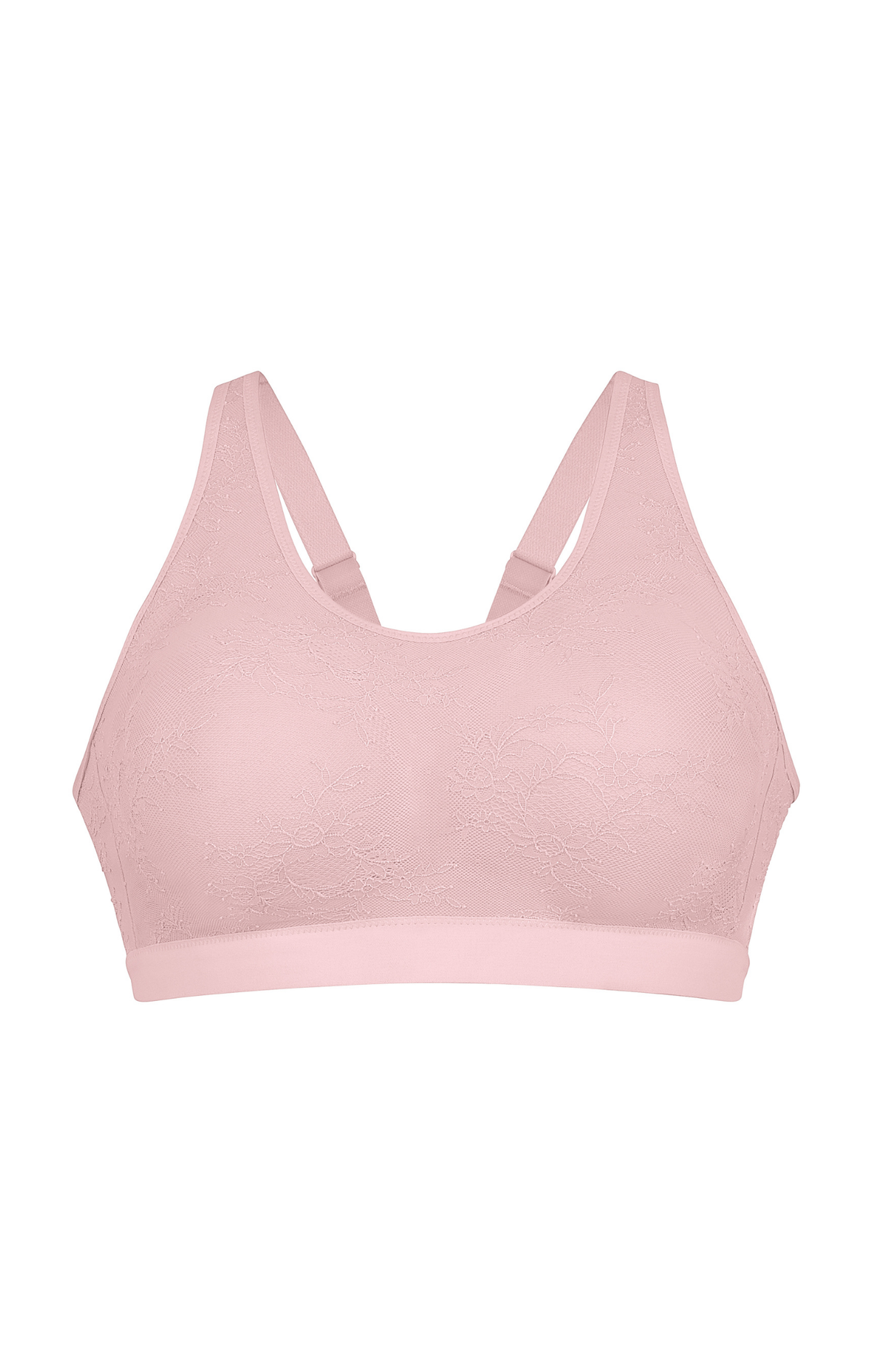 Pink wireless bra on a white background