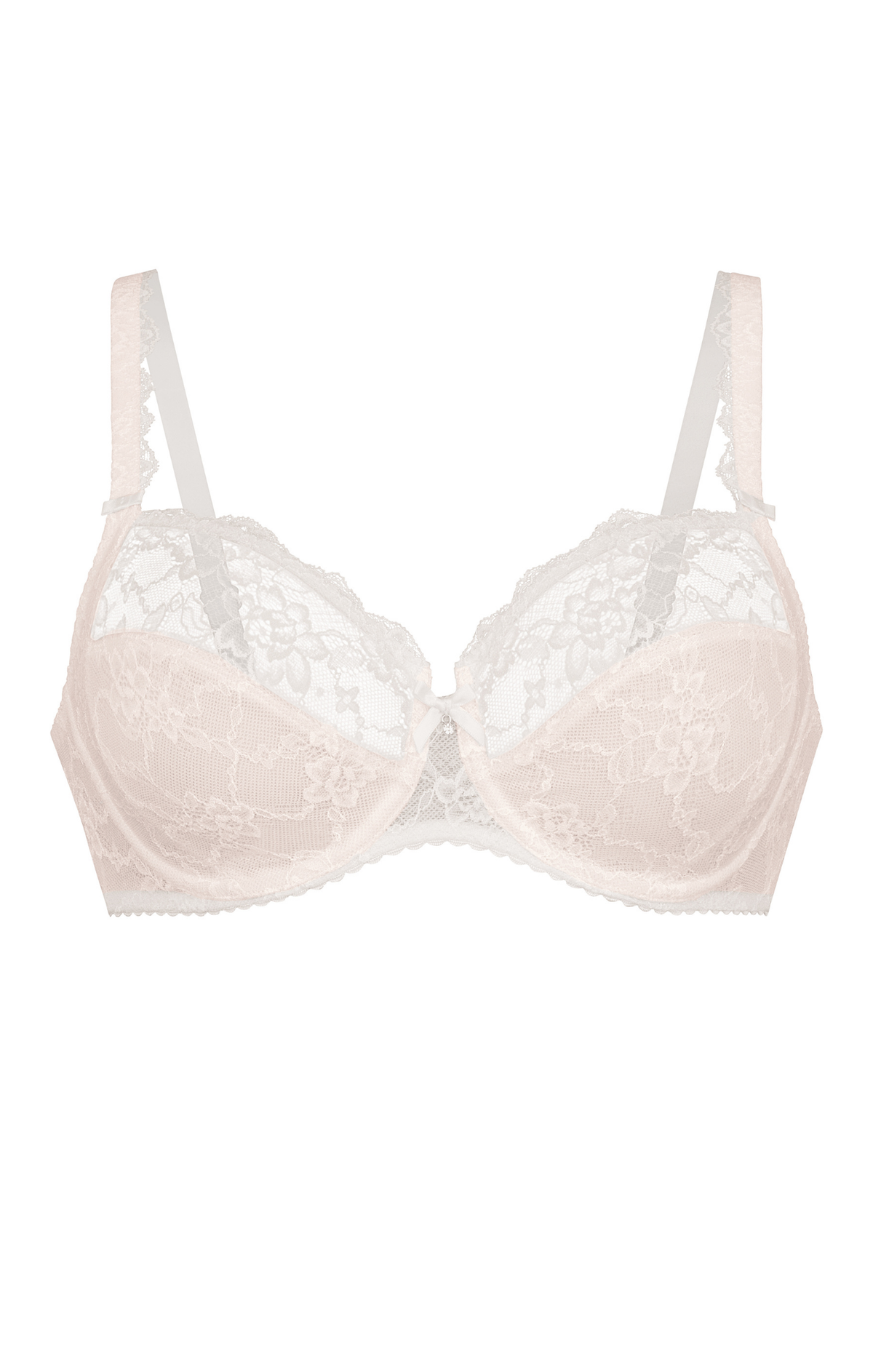 White lace bra on a white background