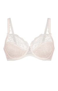 White lace bra on a white background