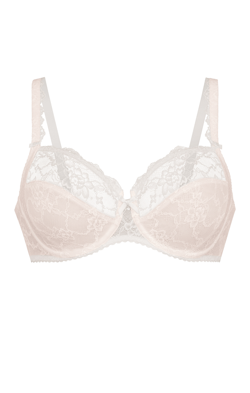 White lace bra on a white background