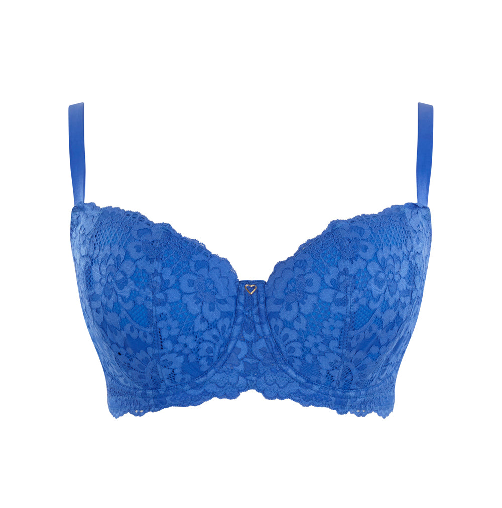 CACIQUE Plunge Bra Blue with Blue Lace, Padded & Underwire Size 42F in 2023