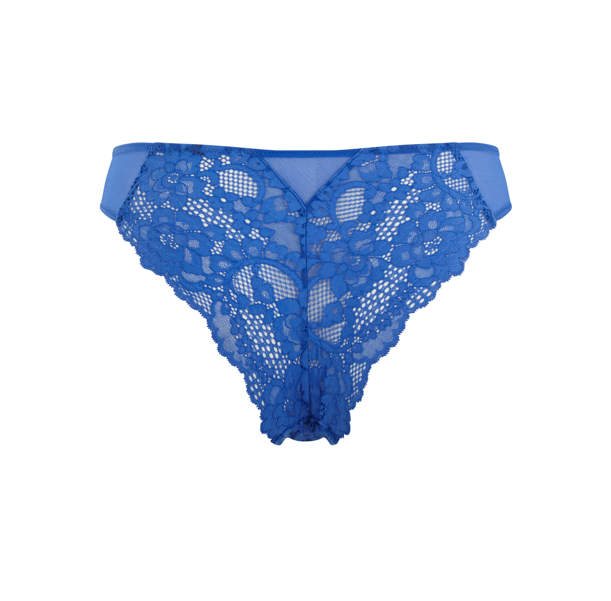 Figleaves Curve Sapphire embroidered zip front brazilian brief in blue